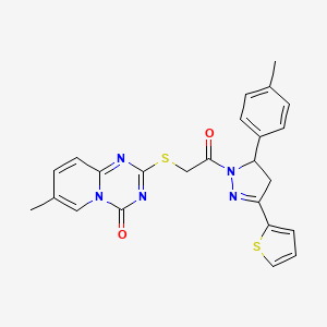 7-methyl-2-((2-oxo-2-(3-(thiophen-2-yl)-5-(p-tolyl)-4,5-dihydro-1H-pyrazol-1-yl)ethyl)thio)-4H-pyrido[1,2-a][1,3,5]triazin-4-one
