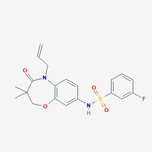 molecular formula C20H21FN2O4S B2733457 N-(5-allyl-3,3-dimethyl-4-oxo-2,3,4,5-tetrahydrobenzo[b][1,4]oxazepin-8-yl)-3-fluorobenzenesulfonamide CAS No. 921991-69-7