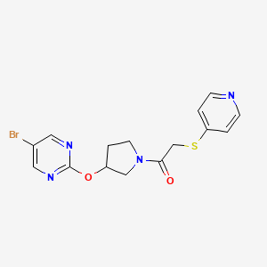 molecular formula C15H15BrN4O2S B2733458 1-{3-[(5-Bromopyrimidin-2-yl)oxy]pyrrolidin-1-yl}-2-(pyridin-4-ylsulfanyl)ethan-1-one CAS No. 2097888-84-9