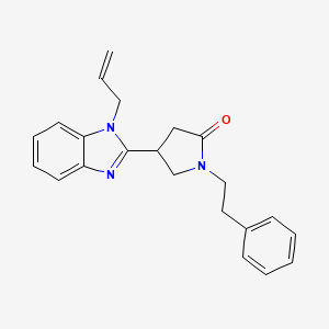 molecular formula C22H23N3O B2733459 4-(1-烯丙基-1H-苯并[d]咪唑-2-基)-1-苯乙基吡咯啉-2-酮 CAS No. 876901-35-8