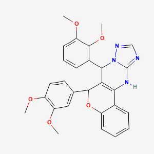 molecular formula C28H26N4O5 B2733479 7-(2,3-dimethoxyphenyl)-6-(3,4-dimethoxyphenyl)-7,12-dihydro-6H-chromeno[4,3-d][1,2,4]triazolo[1,5-a]pyrimidine CAS No. 868147-98-2