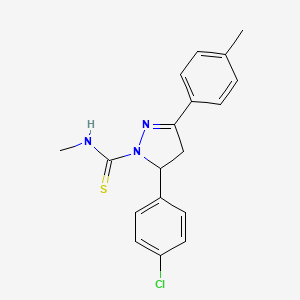 molecular formula C18H18ClN3S B2733483 5-(4-chlorophenyl)-N-methyl-3-(4-methylphenyl)-4,5-dihydro-1H-pyrazole-1-carbothioamide CAS No. 369398-15-2