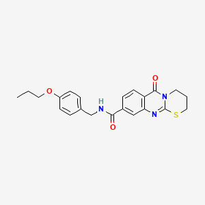 molecular formula C22H23N3O3S B2733486 6-oxo-N-(4-propoxybenzyl)-2,3,4,6-tetrahydro-[1,3]thiazino[2,3-b]quinazoline-9-carboxamide CAS No. 1251627-22-1