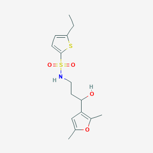 molecular formula C15H21NO4S2 B2733495 N-(3-(2,5-dimethylfuran-3-yl)-3-hydroxypropyl)-5-ethylthiophene-2-sulfonamide CAS No. 1448131-59-6