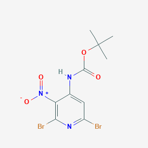 molecular formula C10H11Br2N3O4 B2733521 叔丁基 (2,6-二溴-3-硝基吡啶-4-基)氨基甲酸酯 CAS No. 1303439-11-3