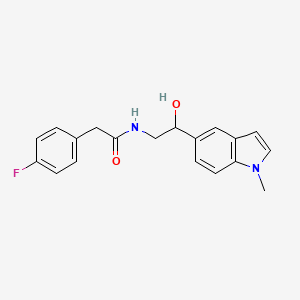 molecular formula C19H19FN2O2 B2733533 2-(4-fluorophenyl)-N-(2-hydroxy-2-(1-methyl-1H-indol-5-yl)ethyl)acetamide CAS No. 2034526-40-2