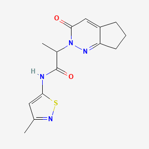 molecular formula C14H16N4O2S B2733535 N-(3-methylisothiazol-5-yl)-2-(3-oxo-3,5,6,7-tetrahydro-2H-cyclopenta[c]pyridazin-2-yl)propanamide CAS No. 2034470-18-1