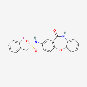 molecular formula C20H15FN2O4S B2733544 1-(2-fluorophenyl)-N-(11-oxo-10,11-dihydrodibenzo[b,f][1,4]oxazepin-2-yl)methanesulfonamide CAS No. 922137-84-6