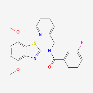 N-(4,7-dimethoxy-1,3-benzothiazol-2-yl)-3-fluoro-N-[(pyridin-2-yl)methyl]benzamide