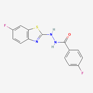 4-fluoro-N'-(6-fluoro-1,3-benzothiazol-2-yl)benzohydrazide