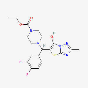 molecular formula C19H21F2N5O3S B2733547 Ethyl 4-((3,4-difluorophenyl)(6-hydroxy-2-methylthiazolo[3,2-b][1,2,4]triazol-5-yl)methyl)piperazine-1-carboxylate CAS No. 869343-92-0