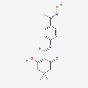 molecular formula C17H20N2O3 B2733569 2-[({4-[1-(羟亚胺基)乙基]苯基}氨基)甲亚基]-5,5-二甲基环己烷-1,3-二酮 CAS No. 1025125-47-6