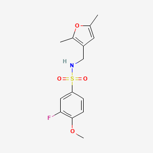 molecular formula C14H16FNO4S B2733582 N-((2,5-dimethylfuran-3-yl)methyl)-3-fluoro-4-methoxybenzenesulfonamide CAS No. 1351609-08-9