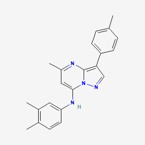 molecular formula C22H22N4 B2733600 N-(3,4-dimethylphenyl)-5-methyl-3-(4-methylphenyl)pyrazolo[1,5-a]pyrimidin-7-amine CAS No. 890612-01-8