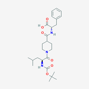 molecular formula C26H39N3O6 B2733603 (2S)-2-[[1-[(2S)-4-methyl-2-[(2-methylpropan-2-yl)oxycarbonylamino]pentanoyl]piperidine-4-carbonyl]amino]-3-phenylpropanoic acid CAS No. 956777-41-6