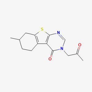 molecular formula C14H16N2O2S B2733611 7-甲基-3-(2-氧代丙基)-5,6,7,8-四氢-[1]苯并噻吩[2,3-d]嘧啶-4-酮 CAS No. 450394-28-2