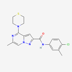 molecular formula C19H20ClN5OS B2733613 N-(4-chloro-3-methylphenyl)-6-methyl-4-(1,4-thiazinan-4-yl)pyrazolo[1,5-a]pyrazine-2-carboxamide CAS No. 1775543-07-1