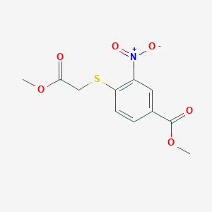 molecular formula C11H11NO6S B2733616 Methyl 4-[(2-methoxy-2-oxoethyl)sulfanyl]-3-nitrobenzenecarboxylate CAS No. 202131-27-9