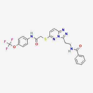 molecular formula C23H19F3N6O3S B2733620 N-(2-(6-((2-oxo-2-((4-(trifluoromethoxy)phenyl)amino)ethyl)thio)-[1,2,4]triazolo[4,3-b]pyridazin-3-yl)ethyl)benzamide CAS No. 872994-07-5