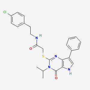 molecular formula C25H25ClN4O2S B2733632 N-(4-chlorophenethyl)-2-((3-isopropyl-4-oxo-7-phenyl-4,5-dihydro-3H-pyrrolo[3,2-d]pyrimidin-2-yl)thio)acetamide CAS No. 2034485-30-6