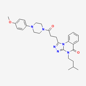 molecular formula C28H34N6O3 B2733637 1-{3-[4-(4-methoxyphenyl)piperazin-1-yl]-3-oxopropyl}-4-(3-methylbutyl)-4H,5H-[1,2,4]triazolo[4,3-a]quinazolin-5-one CAS No. 902931-17-3