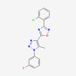 molecular formula C17H11ClFN5O B2733639 3-(2-氯苯基)-5-(1-(3-氟苯基)-5-甲基-1H-1,2,3-三唑-4-基)-1,2,4-噁二唑 CAS No. 942034-14-2