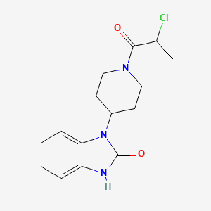 molecular formula C15H18ClN3O2 B2733640 3-[1-(2-Chloropropanoyl)piperidin-4-yl]-1H-benzimidazol-2-one CAS No. 2128663-96-5