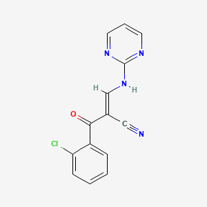 molecular formula C14H9ClN4O B2733642 2-((2-Chlorophenyl)carbonyl)-3-(pyrimidin-2-ylamino)prop-2-enenitrile CAS No. 883224-77-9