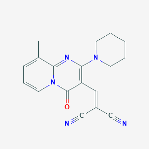 2-((9-methyl-4-oxo-2-(piperidin-1-yl)-4H-pyrido[1,2-a]pyrimidin-3-yl)methylene)malononitrile