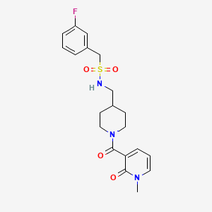 molecular formula C20H24FN3O4S B2733650 1-(3-fluorophenyl)-N-((1-(1-methyl-2-oxo-1,2-dihydropyridine-3-carbonyl)piperidin-4-yl)methyl)methanesulfonamide CAS No. 1235076-90-0