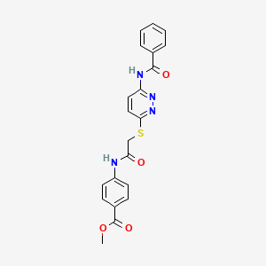 molecular formula C21H18N4O4S B2733656 Methyl 4-(2-((6-benzamidopyridazin-3-yl)thio)acetamido)benzoate CAS No. 1021119-91-4