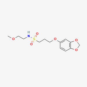 molecular formula C13H19NO6S B2733657 3-(benzo[d][1,3]dioxol-5-yloxy)-N-(2-methoxyethyl)propane-1-sulfonamide CAS No. 946315-43-1