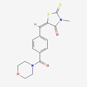molecular formula C16H16N2O3S2 B2733671 (E)-3-methyl-5-(4-(morpholine-4-carbonyl)benzylidene)-2-thioxothiazolidin-4-one CAS No. 881548-24-9