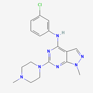 molecular formula C17H20ClN7 B2733729 N-(3-chlorophenyl)-1-methyl-6-(4-methylpiperazin-1-yl)-1H-pyrazolo[3,4-d]pyrimidin-4-amine CAS No. 878064-46-1