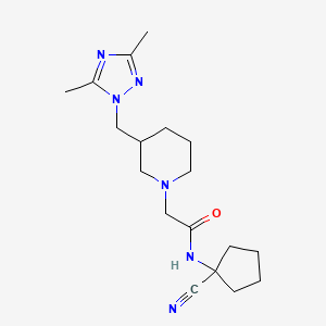 molecular formula C18H28N6O B2733730 N-(1-cyanocyclopentyl)-2-{3-[(3,5-dimethyl-1H-1,2,4-triazol-1-yl)methyl]piperidin-1-yl}acetamide CAS No. 1333620-09-9