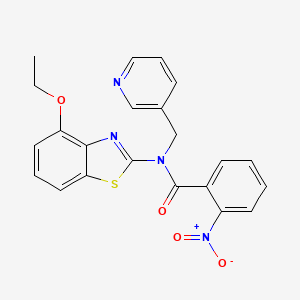 molecular formula C22H18N4O4S B2733737 N-(4-ethoxybenzo[d]thiazol-2-yl)-2-nitro-N-(pyridin-3-ylmethyl)benzamide CAS No. 895009-33-3