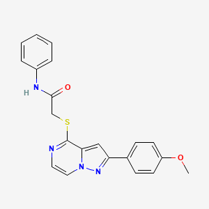 2-{[2-(4-methoxyphenyl)pyrazolo[1,5-a]pyrazin-4-yl]sulfanyl}-N-phenylacetamide