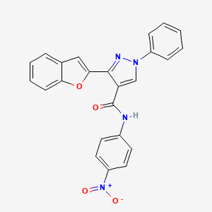 molecular formula C24H16N4O4 B2733767 3-(2-benzofuranyl)-N-(4-nitrophenyl)-1-phenyl-4-pyrazolecarboxamide CAS No. 956779-66-1