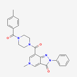 molecular formula C26H25N5O3 B2733770 5-methyl-7-(4-(4-methylbenzoyl)piperazine-1-carbonyl)-2-phenyl-2H-pyrazolo[4,3-c]pyridin-3(5H)-one CAS No. 1021026-58-3