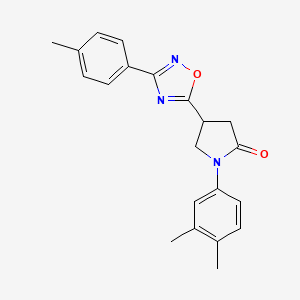 molecular formula C21H21N3O2 B2733781 1-(3,4-二甲基苯基)-4-[3-(4-甲基苯基)-1,2,4-噁二唑-5-基]吡咯啉-2-酮 CAS No. 941962-56-7