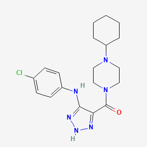molecular formula C19H25ClN6O B2733789 (5-((4-chlorophenyl)amino)-1H-1,2,3-triazol-4-yl)(4-cyclohexylpiperazin-1-yl)methanone CAS No. 1291846-60-0