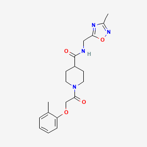 molecular formula C19H24N4O4 B2733795 N-((3-methyl-1,2,4-oxadiazol-5-yl)methyl)-1-(2-(o-tolyloxy)acetyl)piperidine-4-carboxamide CAS No. 1334369-32-2