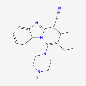 molecular formula C19H21N5 B2733812 2-Ethyl-3-methyl-1-(piperazin-1-yl)pyrido[1,2-a]benzimidazole-4-carbonitrile CAS No. 294651-63-1