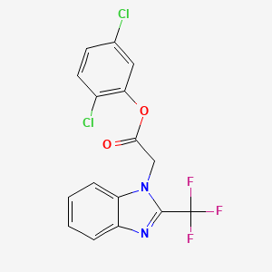 molecular formula C16H9Cl2F3N2O2 B2733822 2,5-dichlorophenyl 2-[2-(trifluoromethyl)-1H-1,3-benzimidazol-1-yl]acetate CAS No. 672951-06-3