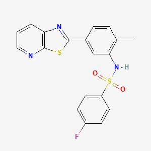 molecular formula C19H14FN3O2S2 B2733825 4-氟-N-(2-甲基-5-(噻唑并[5,4-b]嘧啶-2-基)苯基)苯磺酰胺 CAS No. 896679-80-4