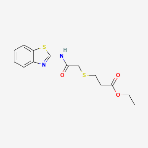 molecular formula C14H16N2O3S2 B2733833 Ethyl 3-((2-(benzo[d]thiazol-2-ylamino)-2-oxoethyl)thio)propanoate CAS No. 403836-20-4