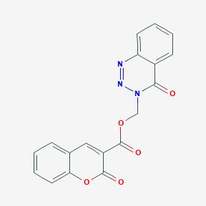molecular formula C18H11N3O5 B2733842 (4-Oxo-1,2,3-benzotriazin-3-yl)methyl 2-oxochromene-3-carboxylate CAS No. 851863-01-9