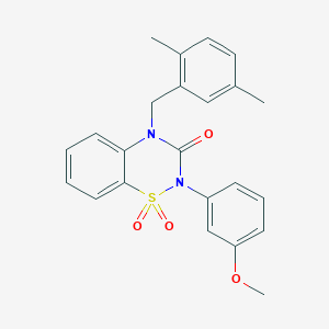 molecular formula C23H22N2O4S B2733848 4-(2,5-dimethylbenzyl)-2-(3-methoxyphenyl)-2H-1,2,4-benzothiadiazin-3(4H)-one 1,1-dioxide CAS No. 899723-99-0