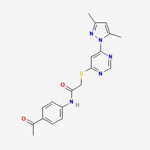 molecular formula C19H19N5O2S B2733849 N-(4-acetylphenyl)-2-((6-(3,5-dimethyl-1H-pyrazol-1-yl)pyrimidin-4-yl)thio)acetamide CAS No. 1251604-36-0