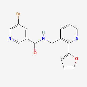 molecular formula C16H12BrN3O2 B2733863 5-溴-N-((2-(呋喃-2-基)吡啶-3-基)甲基)烟酰胺 CAS No. 2034249-21-1